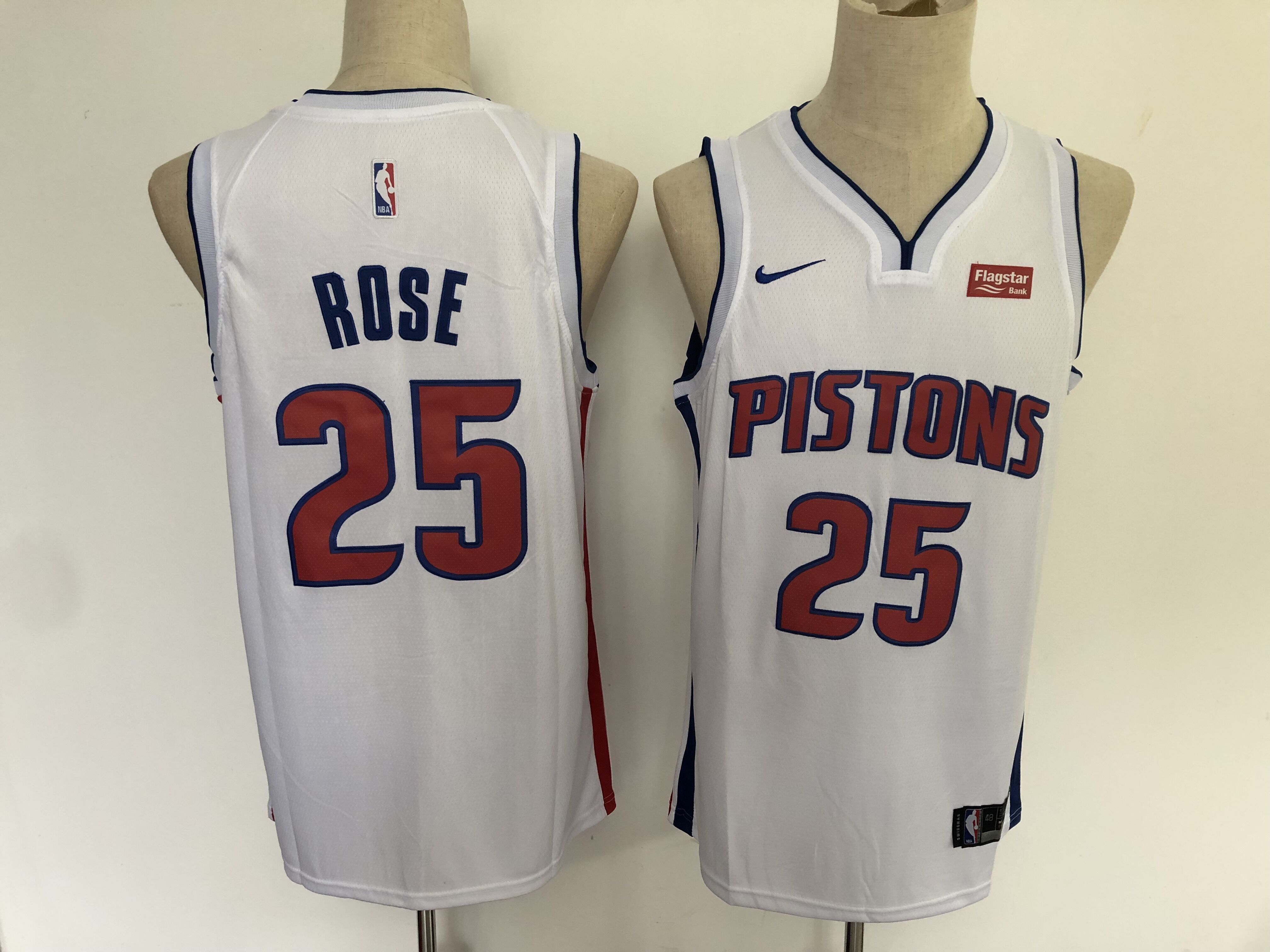 Men Detroit Pistons 25 Rose White Nike Game NBA Jerseys